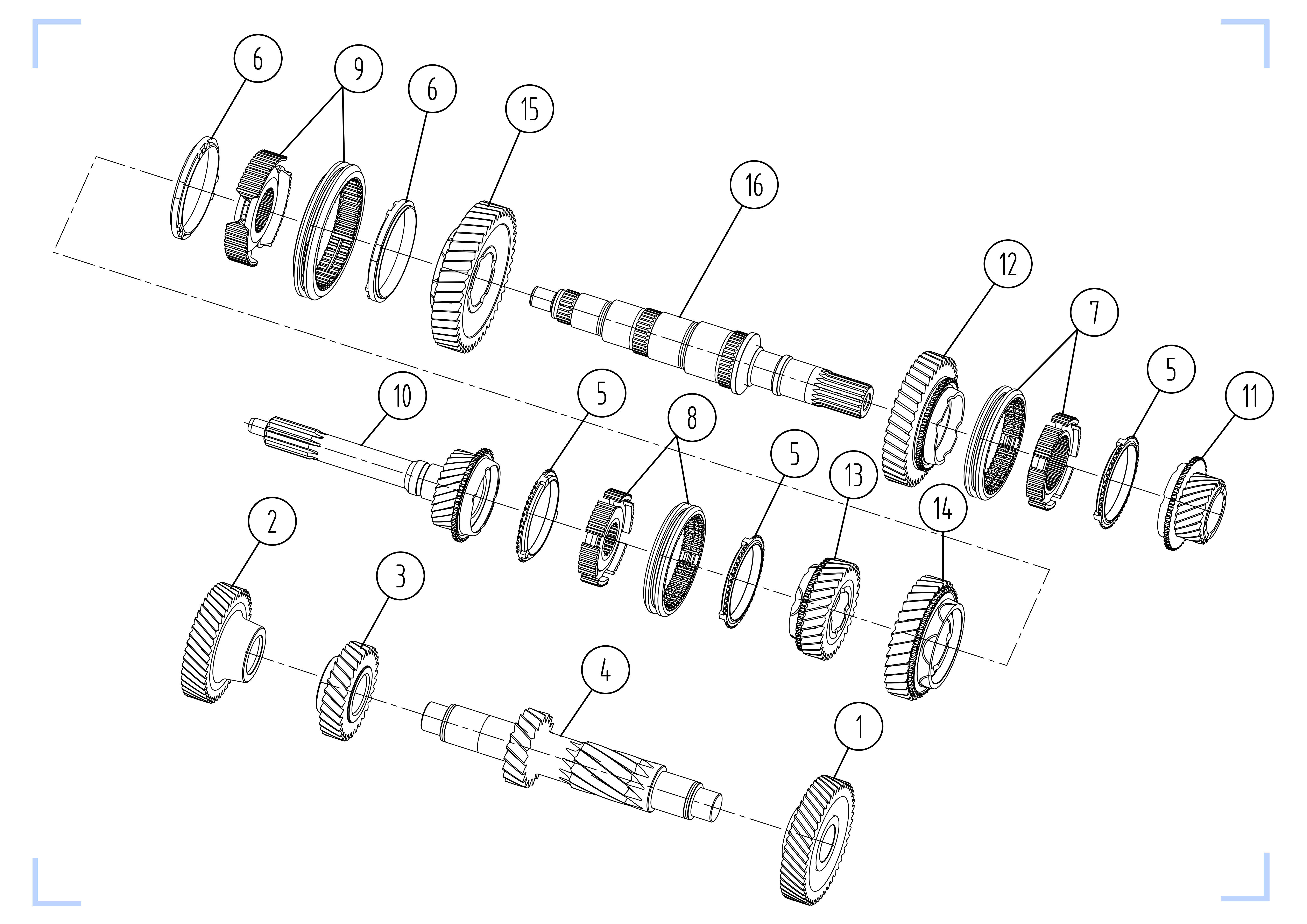 Eaton FSO4505 gearbox parts exploded view-PairGears